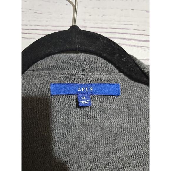 Apt. 9 Gray Open Front Draped Knit Pockets Duster Cardigan Sweater Womans Sz XL - Picture 4 of 5